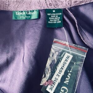 NWT Lemon Grass Studio Women's Medium Classic Purple Button Down Shirt